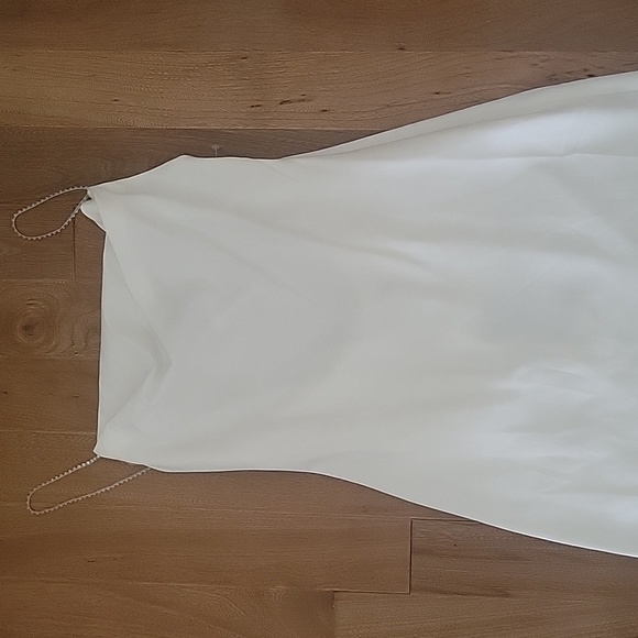 NWT Aidan Mattox Cowl Neck Crystal Straps Satin Gown in Ivory 6 - Picture 4 of 11